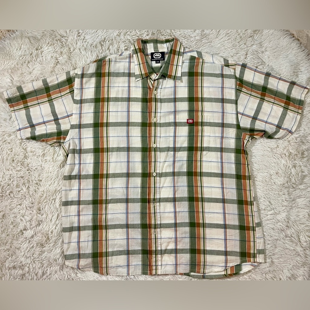 XXL Vintage‎ Y2K Ecko Unltd Rhino Woven Short Sleeve Shirt 90’s Plaid Streetwear